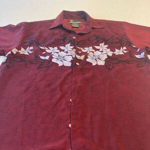 Island tropics Mens Hawaiian shirt size small, great shape, wooden buttons nice.